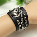Gothic Skull Head Chain Bracelet for Universal Fit (PU Leather)
