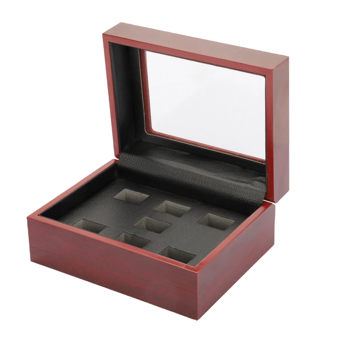 7 Holes Wooden Storage Box for Championship Rings Display