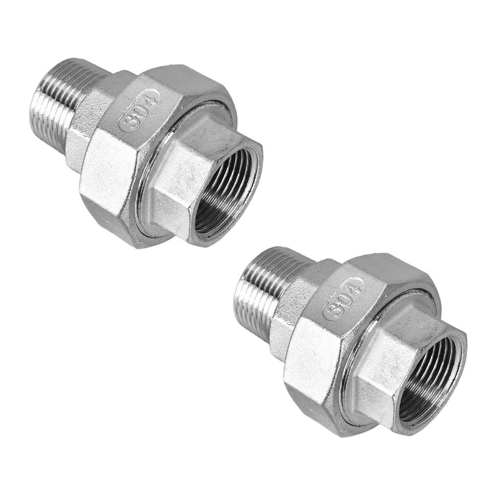 2X 304 Stainless Steel Threaded Connectors for Municipal Engineering