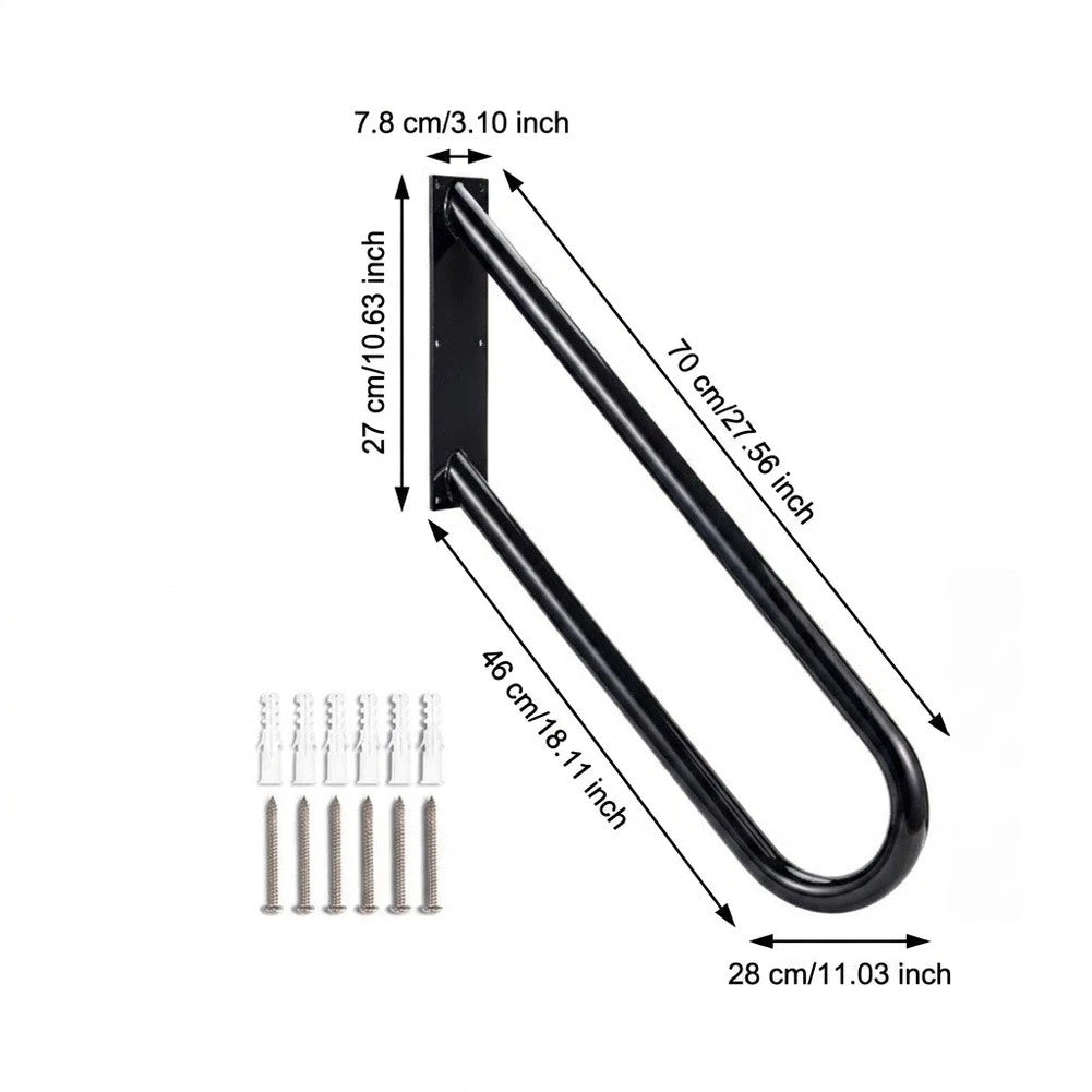 U-Shaped Outdoor Handrail for 1-3 Steps (Solid Iron, 6-Hole Mount)
