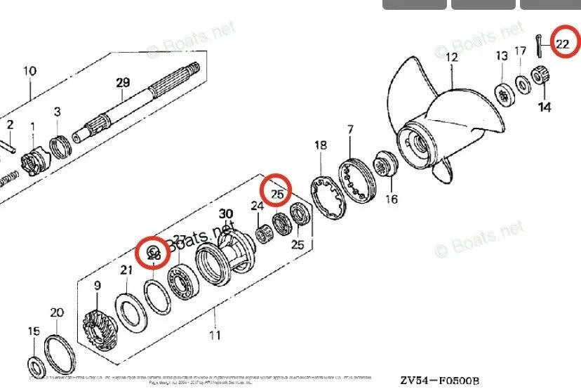 Lower Unit Oil Seal for Honda Marine 35HP 40HP 45HP 50HP (91252-ZV5-003, 91351-ZV5-003)