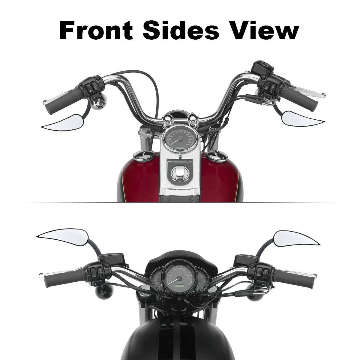 8mm Black Rear-View Mirrors for Harley Heritage Softail Classic Dyna