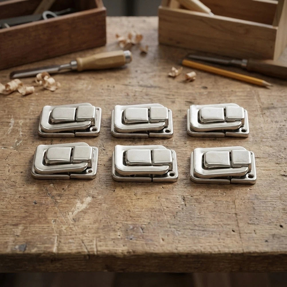 6X Small Nickel Case Toggle Catch Lock Clips for Suitcase Box Trunk Latch