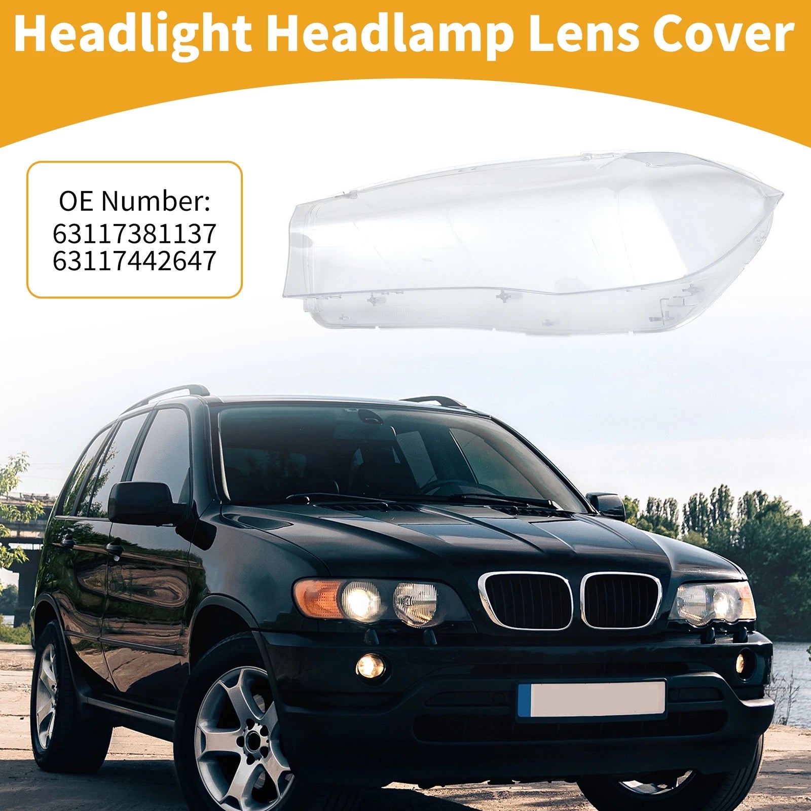 Front Left Headlight Lens Cover Replacement for BMW X5 (2014–2018)