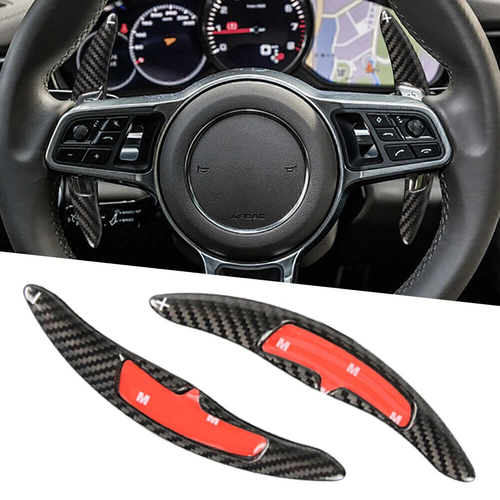Steering Wheel Paddle Shifter Extensions for Porsche Panamera Macan Cayenne (2010–2023) Carbon Fiber