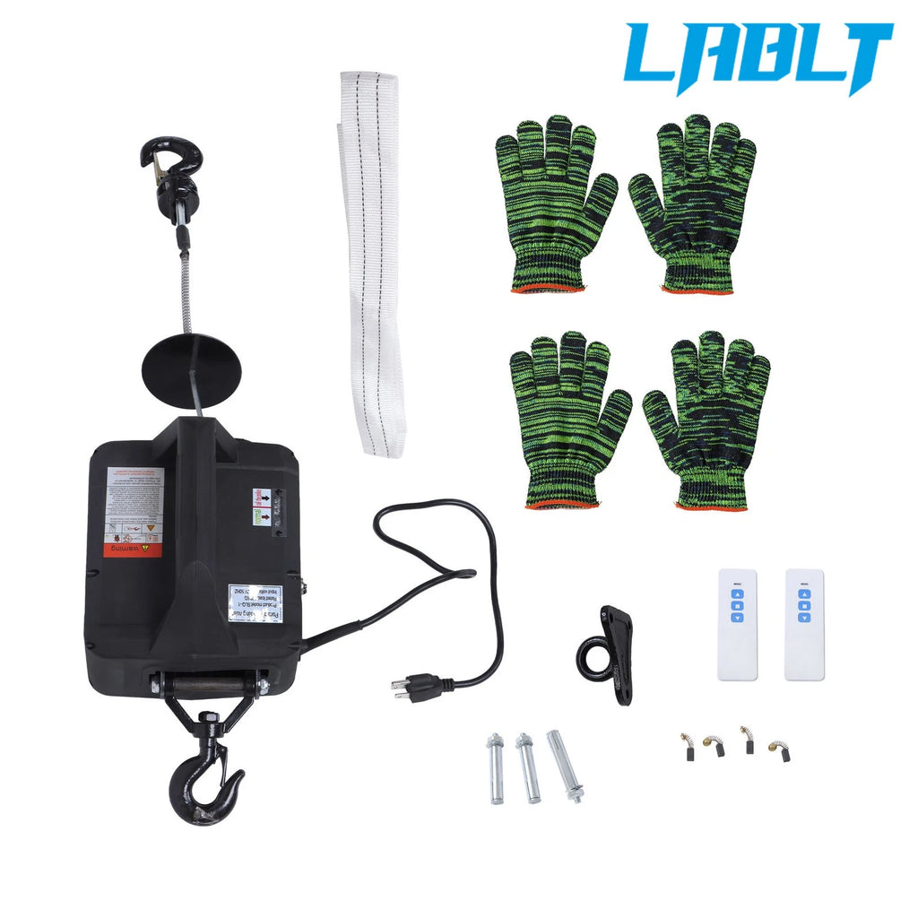 2X Portable Electric Hoist Winch 1100lbs Wireless Remote Control 1500W