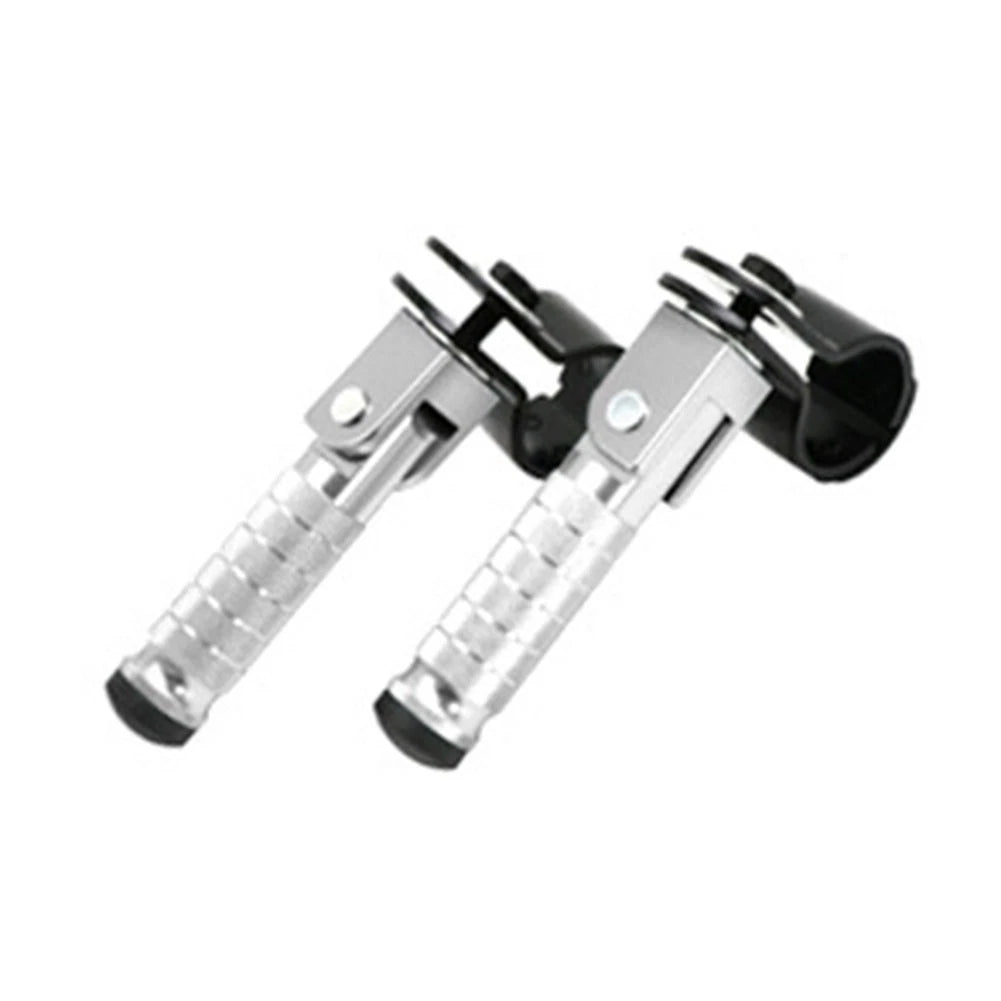 2X Silver Motorcycle Folding Rear Footpeg Kit for Universal (30mm-32mm)