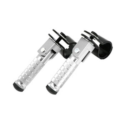 2X Silver Motorcycle Folding Rear Footpeg Kit for Universal (30mm-32mm)