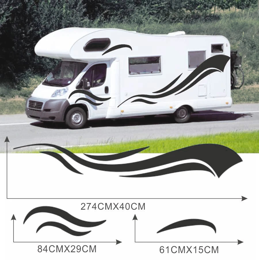 Pair Stripes Graphics Vinyl 2 Side Car Styling Decoration Sticker For RV Caravan