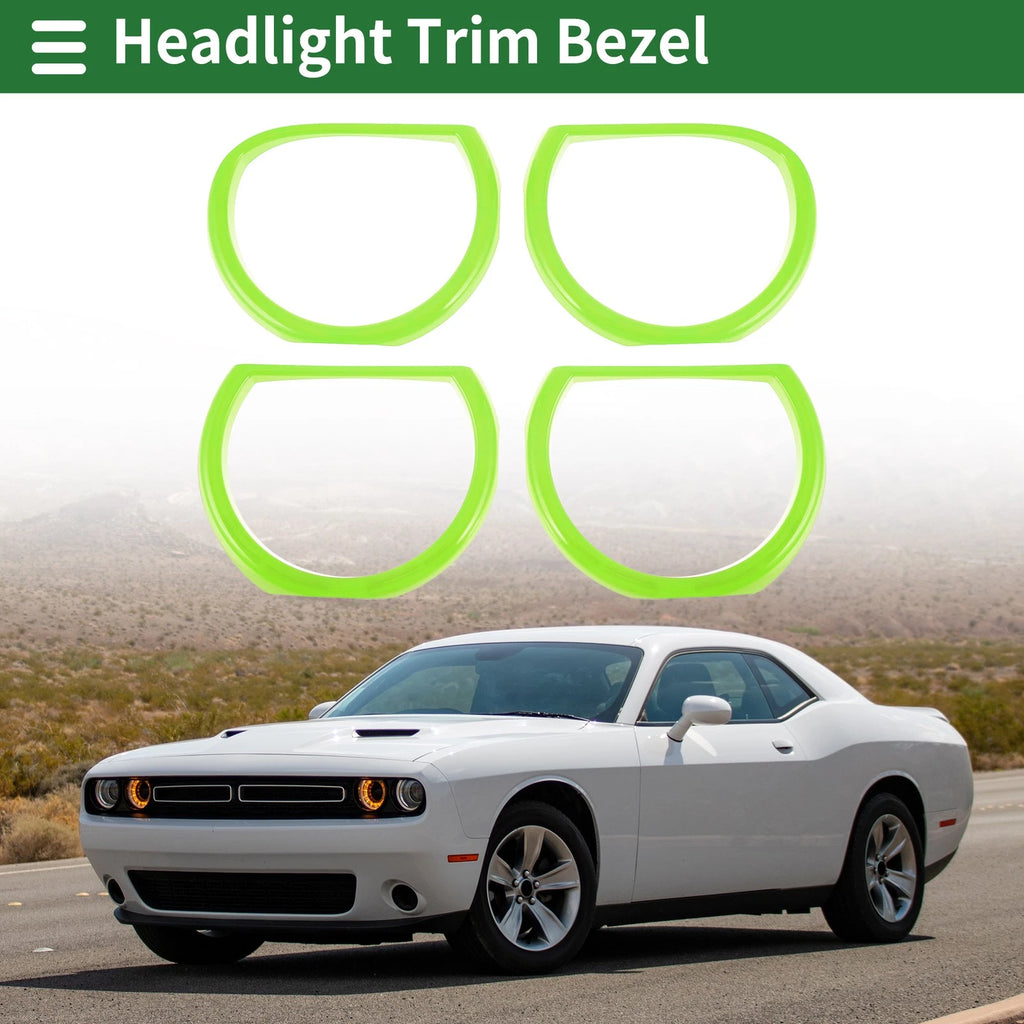4 Pcs Headlight Trim Bezel Replacement for Dodge Challenger (2015–2024)