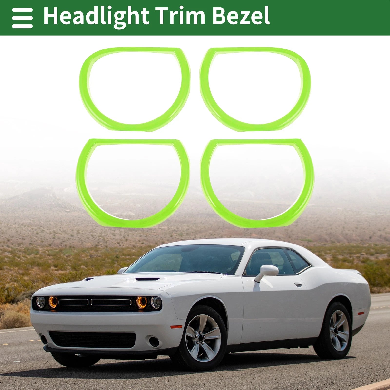 4 Pcs Headlight Trim Bezel Replacement for Dodge Challenger (2015–2024)
