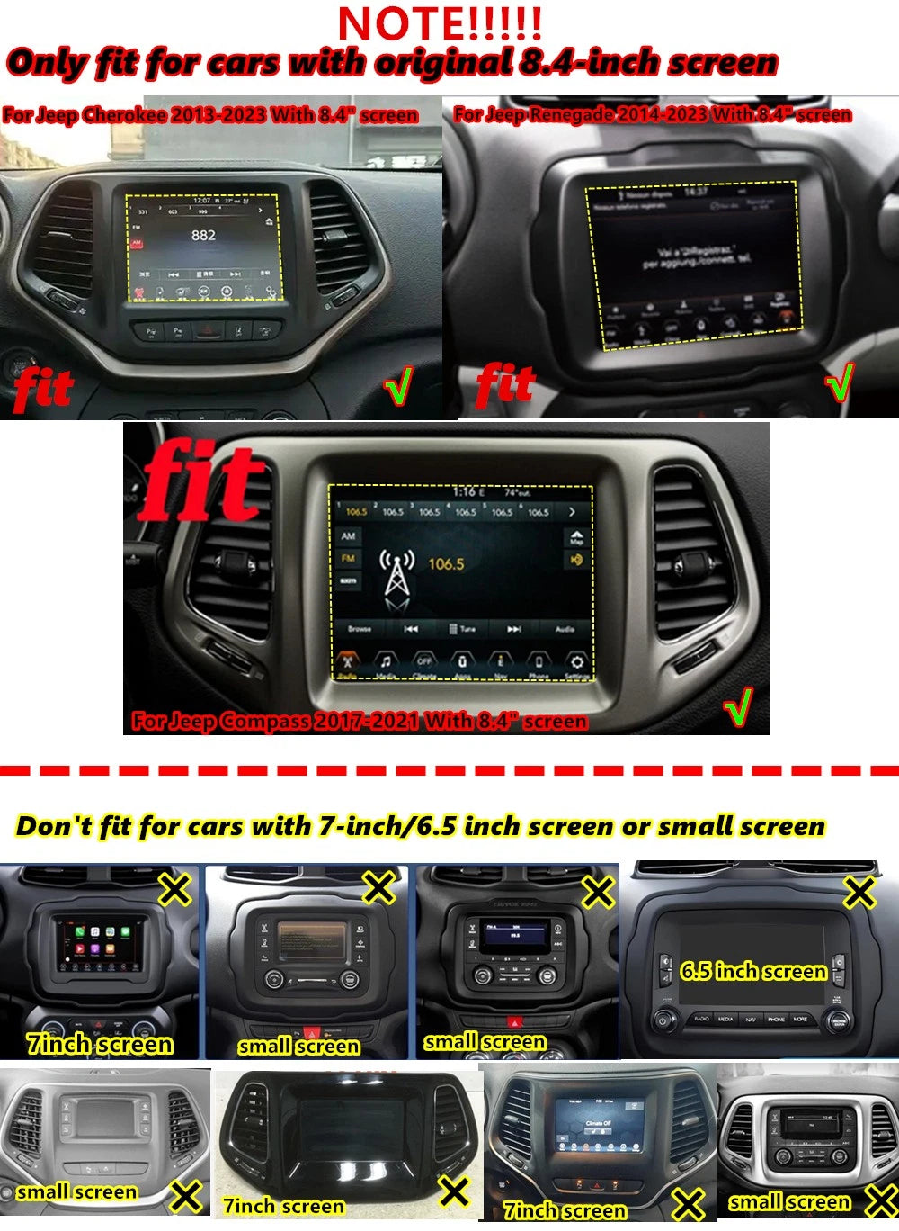 8.4'' Car Stereo Navigation for Jeep Compass (2017–2021) & Renegade (2014–2023)