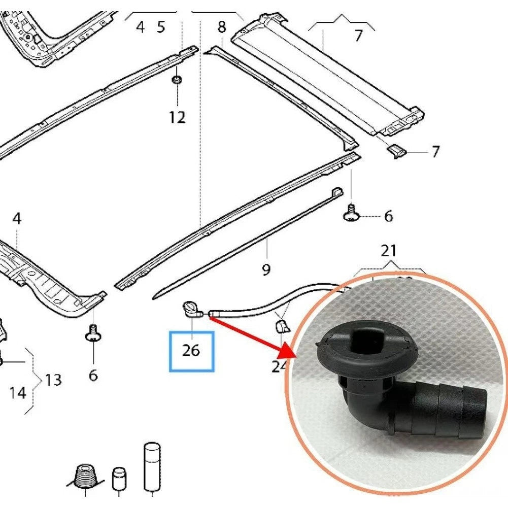 Sunroof Drain Hose Connector for (2010–2023)
