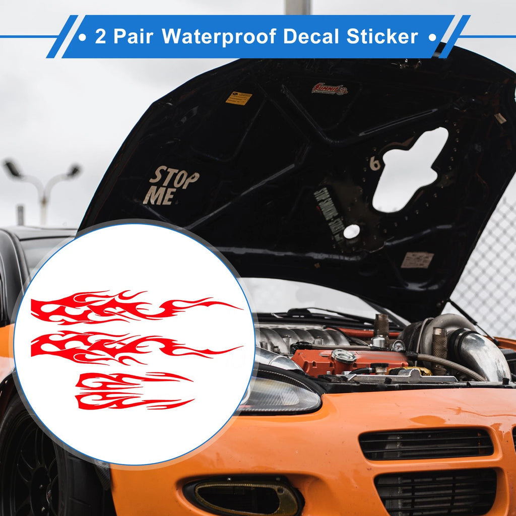 2 Pair Waterproof Red Flame Pattern Car Bumper Sticker Decal