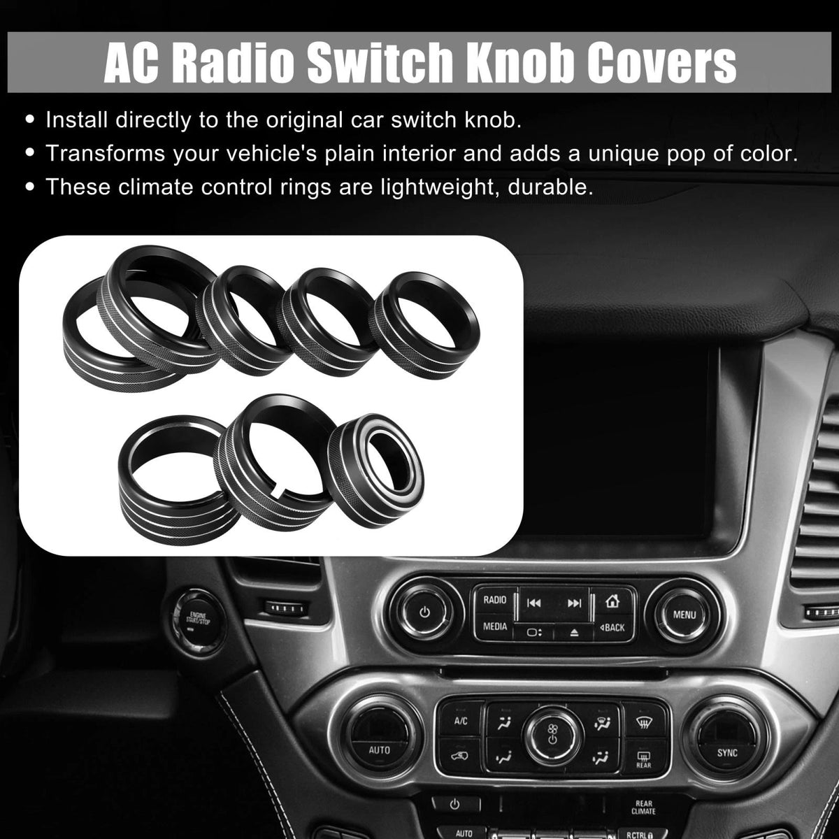 AC Radio Switch Knob Cover Set for Chevy Silverado GMC Sierra (2014–2018)