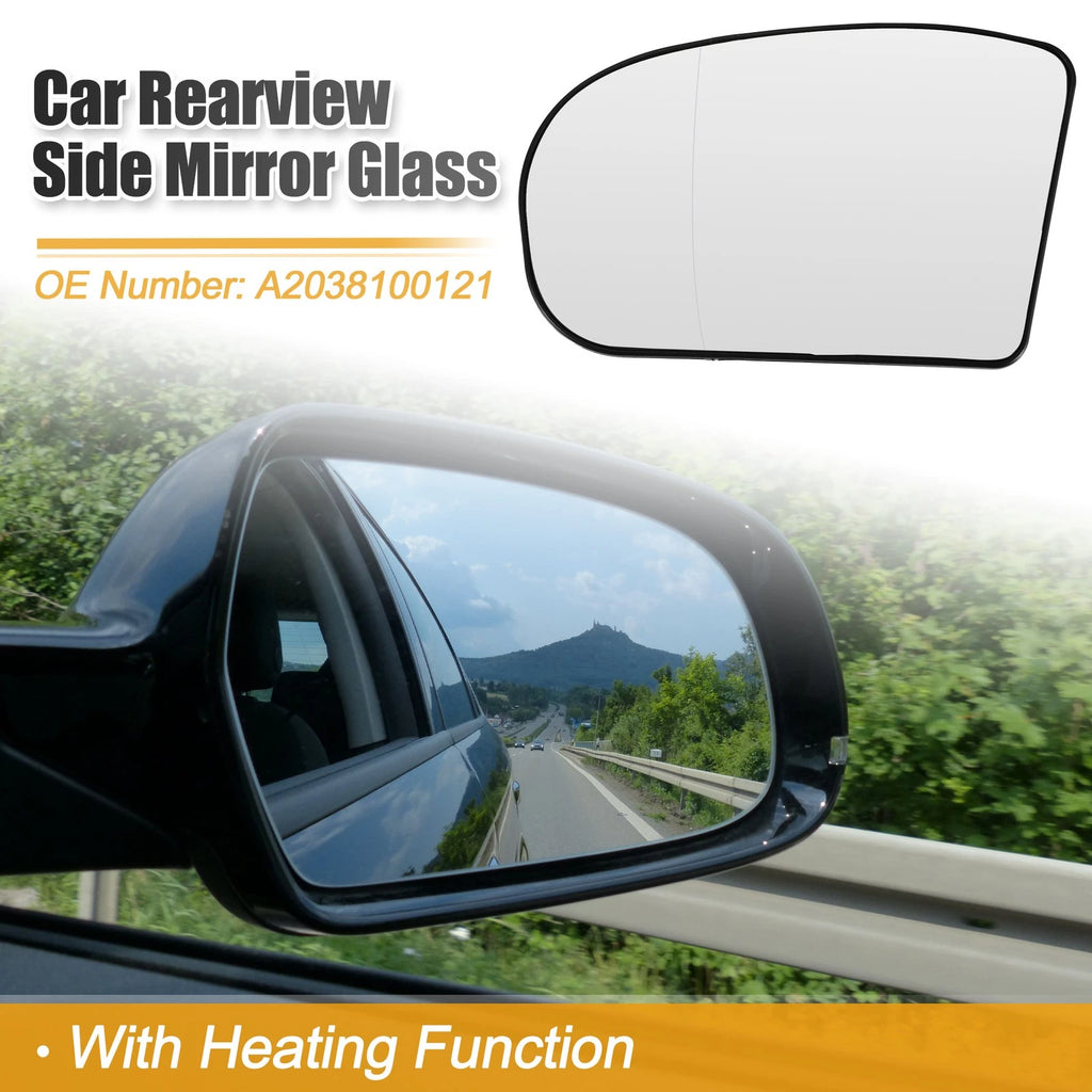 Left Side Rearview Mirror Glass Heated for Mercedes-Benz C-Class (2000–2007)