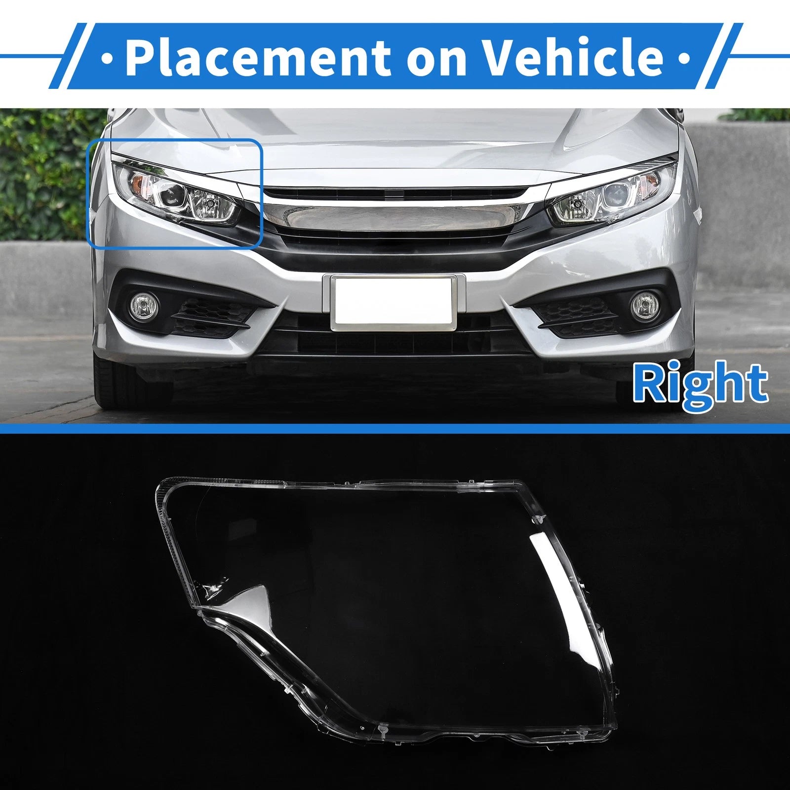 Headlight Lens Cover Front Right Replacement for Mitsubishi Pajero (2007–2018)