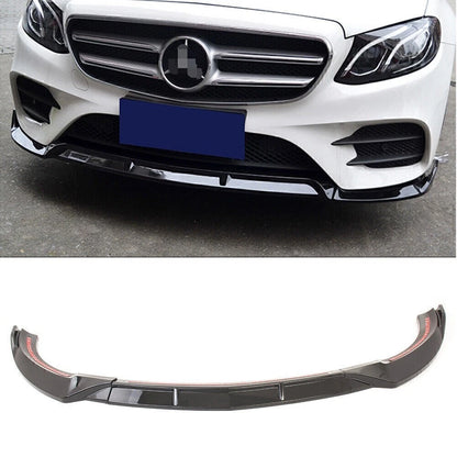 3X Glossy Black Front Lip Bumper Kit for Benz E-Class W213 (2017–2023)