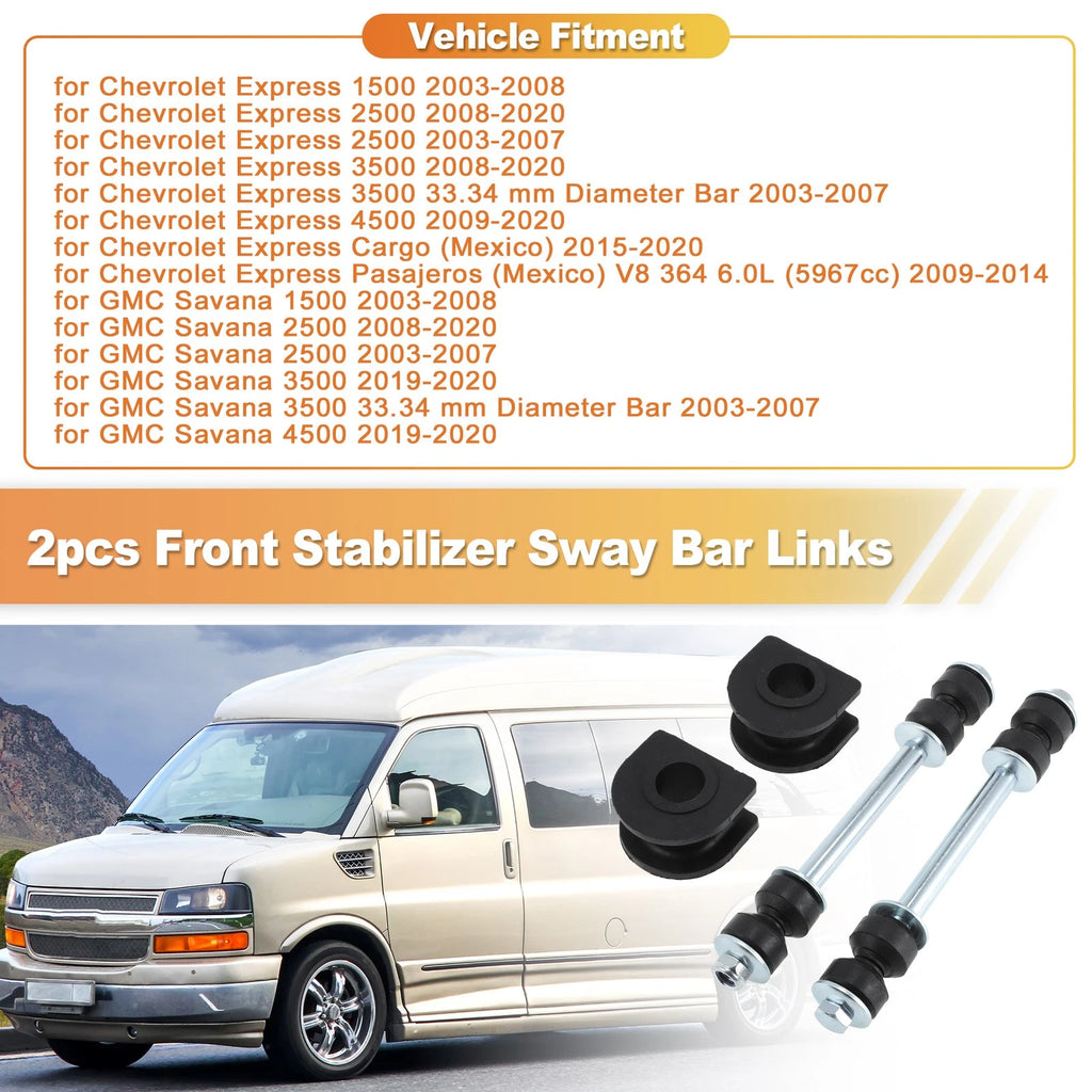 Front Stabilizer Sway Bar Link Kit for Chevrolet Express 1500 2500 3500 (1996–2018)