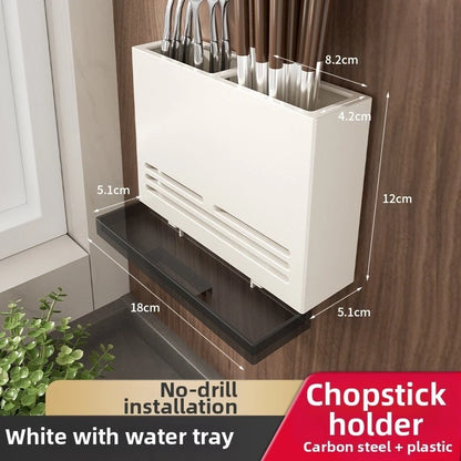 Cutlery Holder with Drain Tray & Chopstick Organizer for Kitchen