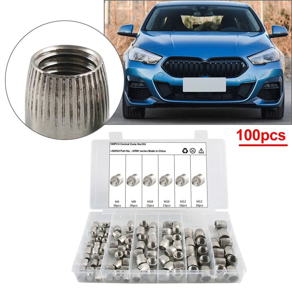 100pcs Stainless Steel Conical Screw Cap Tapered Cone Nut