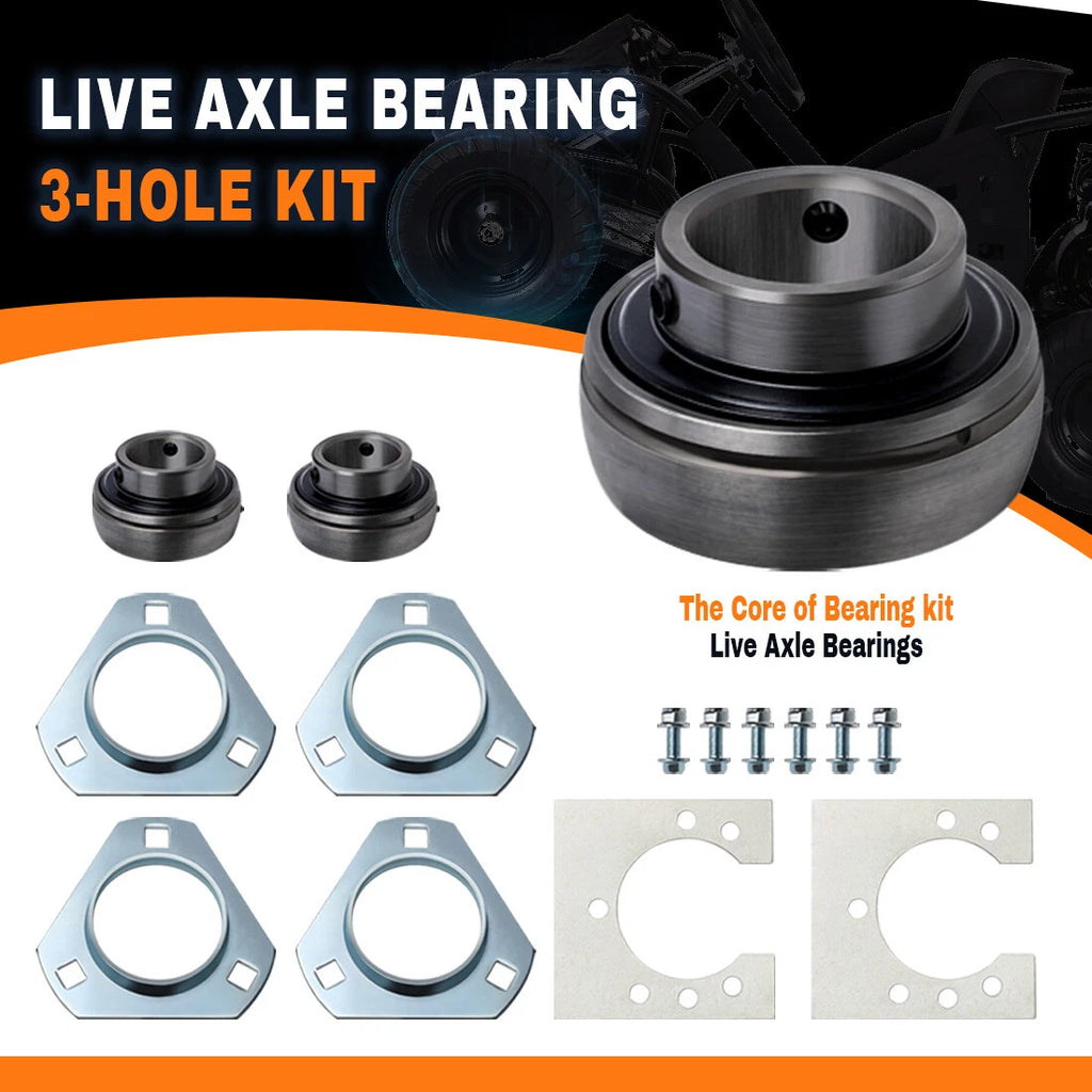1" Go-Kart Live Axle Bearing Kit (3-Hole) for Go Kart Mini Bike