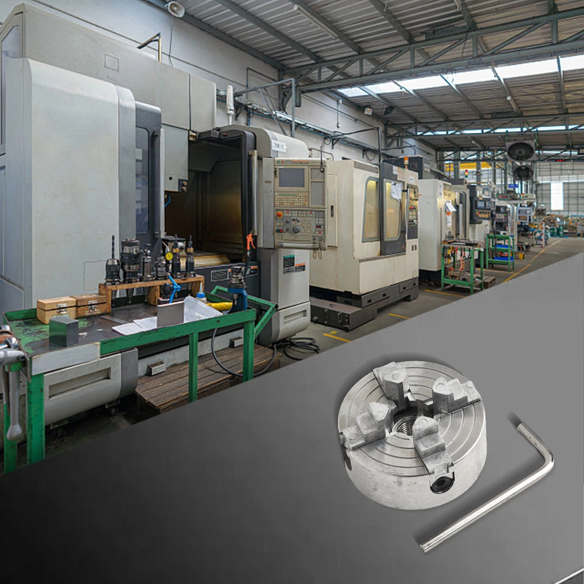 Four-Jaw Chuck with Small Wrench for Metal Mini Lathe