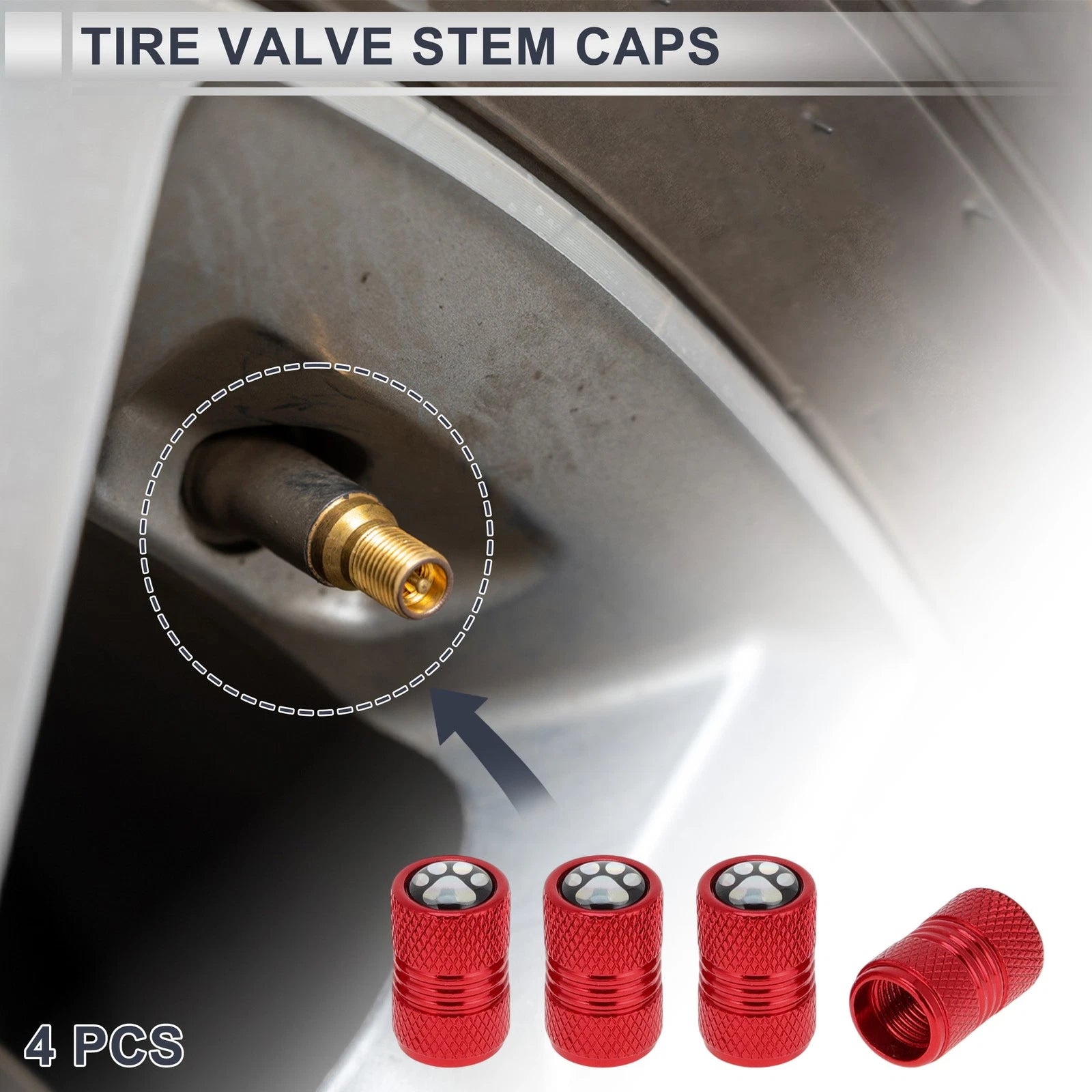 Tire Valve Stem Caps Dust Covers Replacement for Bicycle Motorcycle (4Pcs)