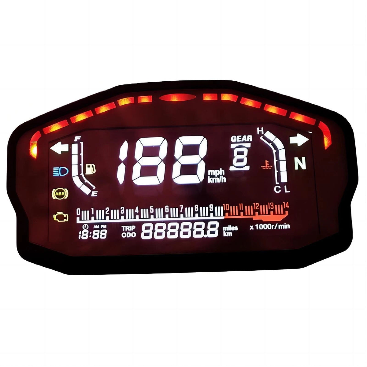 Digital Motorcycle LCD Tachometer Speedometer Odometer Gauge KM/H MPH