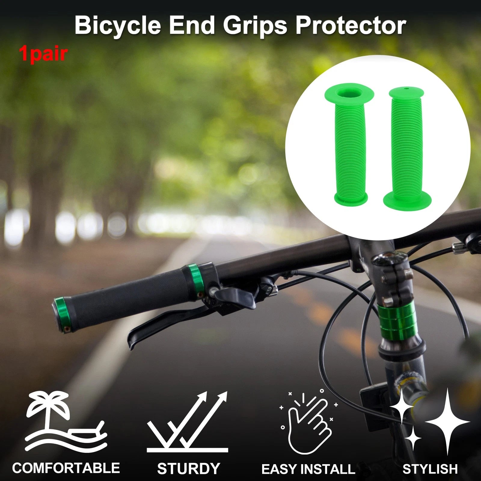 Bike Handlebar Grip Cover 110mm Lightweight MTB End Grip Protector for 1 Pair