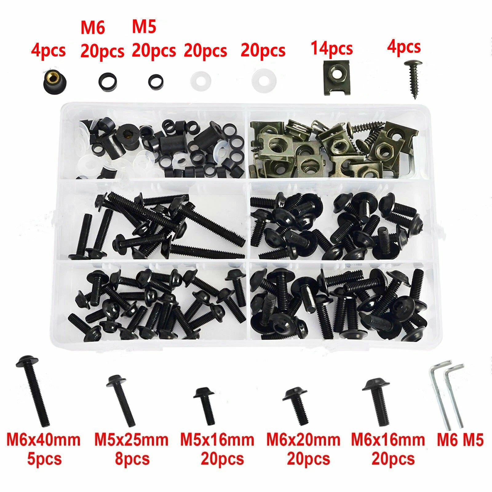 177PCS Fairing Bolts Kit M5/M6 for Sportbikes (Universal)
