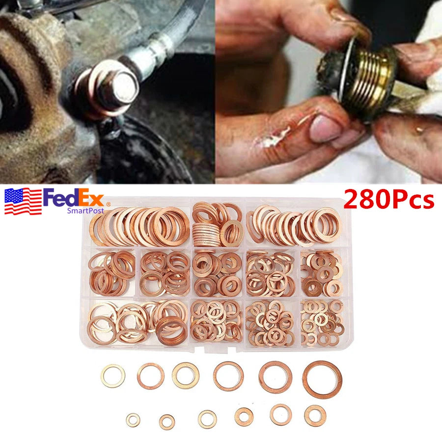 Set of 12 Engine Oil Drain Plug Copper Crush Washer Gasket for