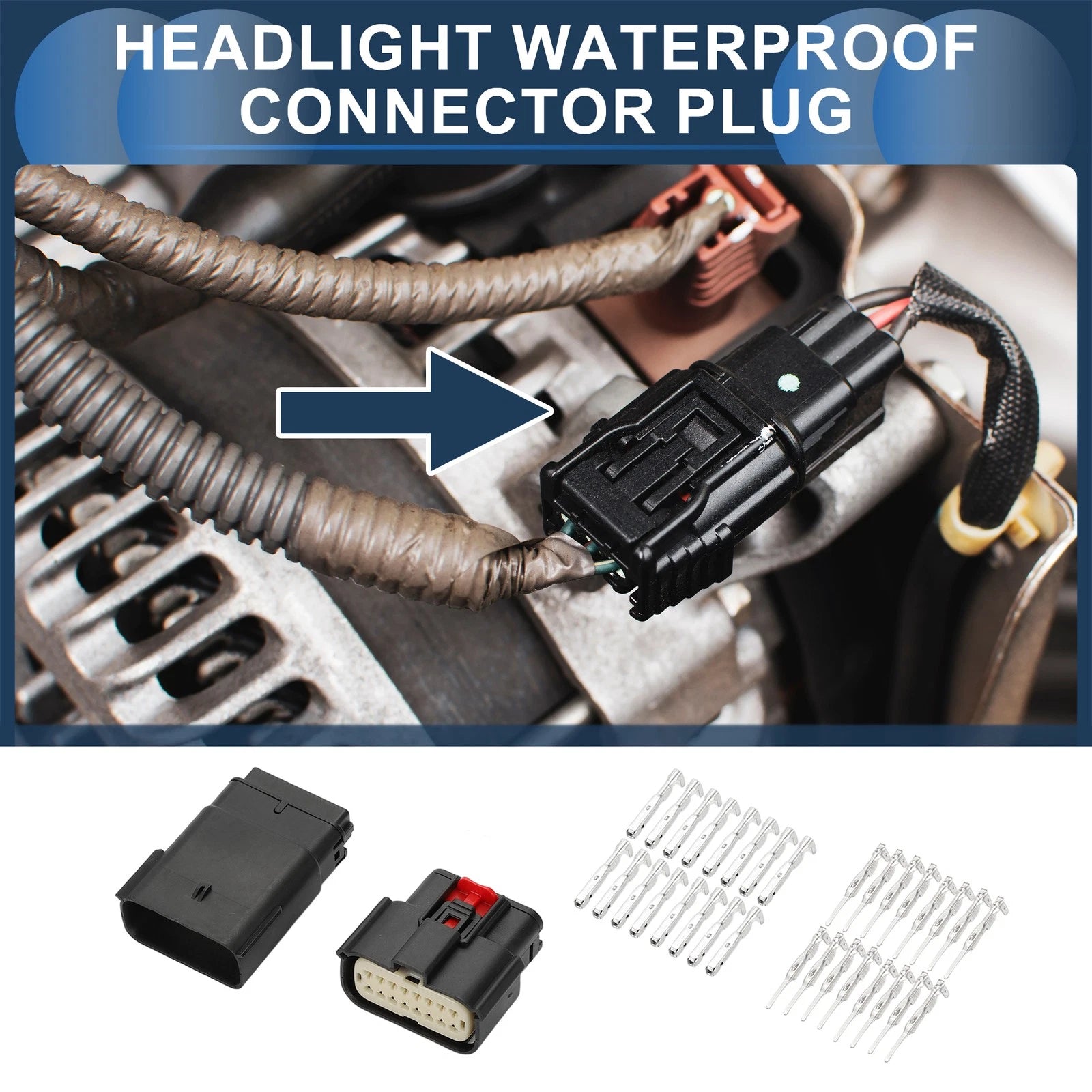 16 Pin Headlight Waterproof Connector Plug Replacement for Ford Mondeo (2007–2014)