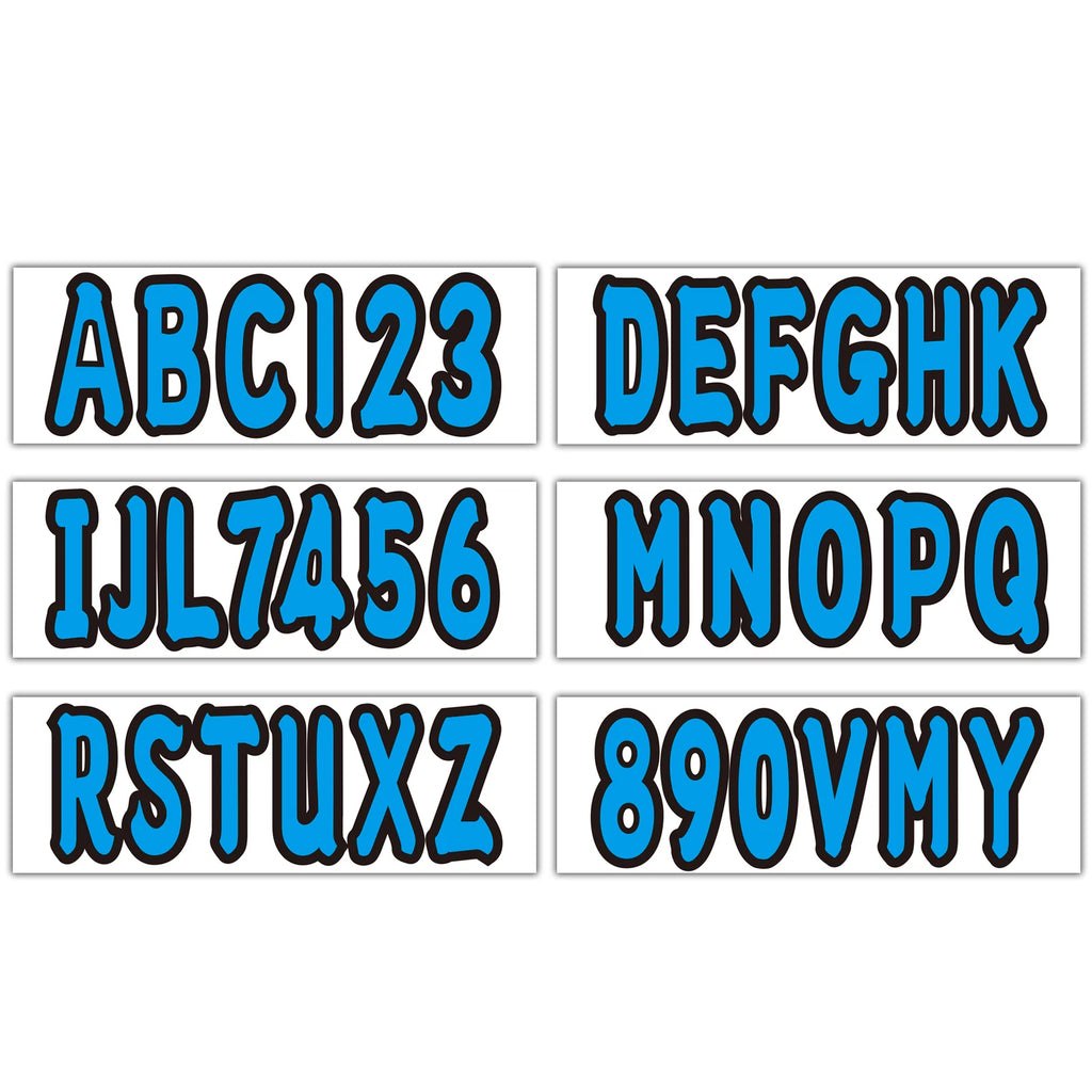 Set of 4 Boat Registration Decals A-Z & 0-9 Blue