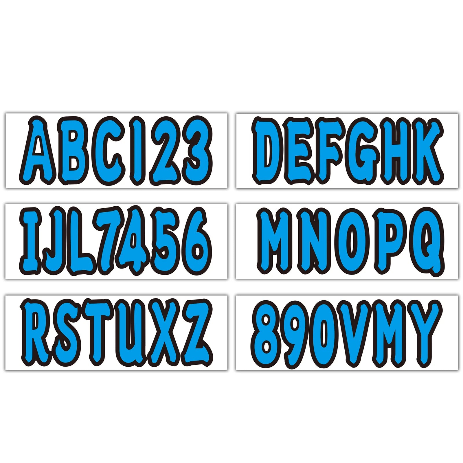 Set of 4 Boat Registration Decals A-Z & 0-9 Blue