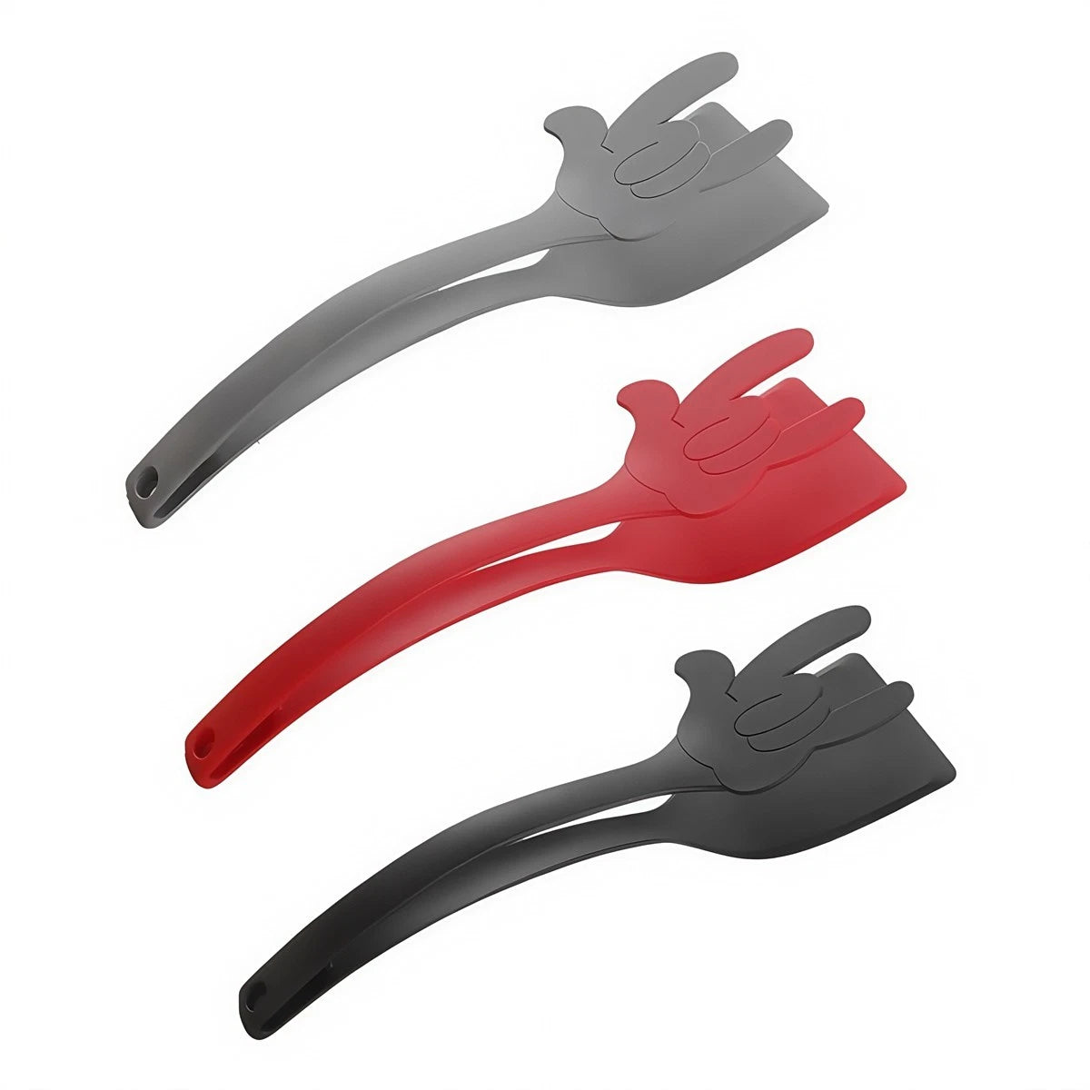 3X Nylon Flip Spatula Tongs Set for Kitchen Cooking Tool