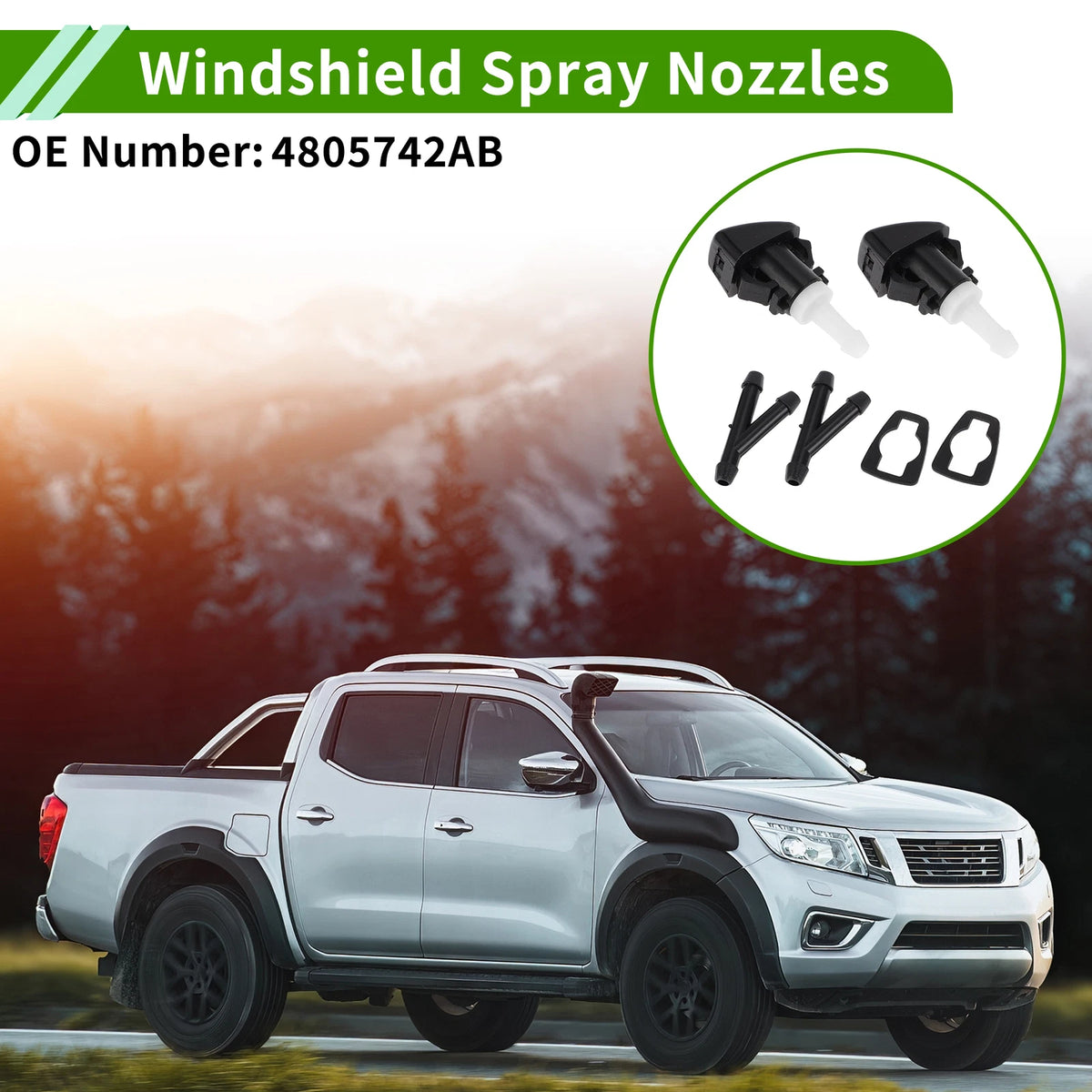 2X Windshield Washer Nozzle with Y Hose Connector for Chrysler 2008–2016