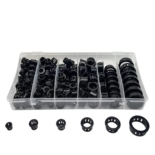 160PCS Cable Snap Bushing Grommet for Universal Applications (Black)