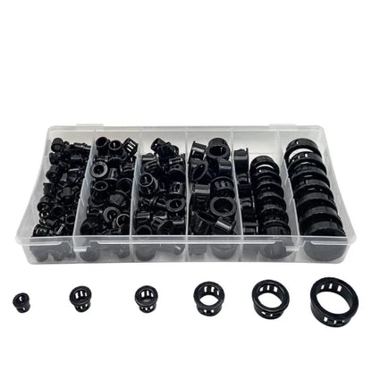 160PCS Cable Snap Bushing Grommet for Universal Applications (Black)