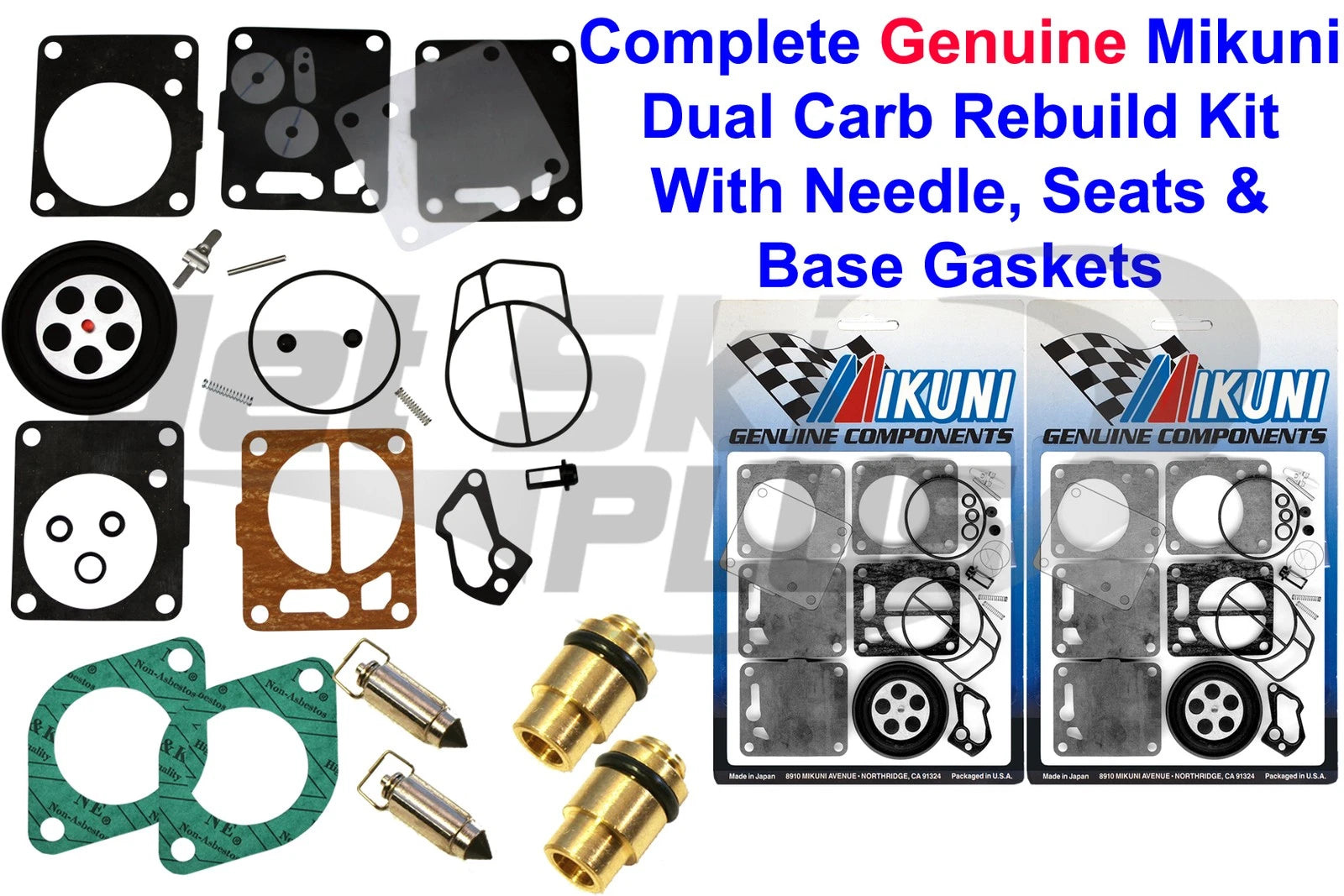 Dual Mikuni Carb Rebuild Kit for SeaDoo GTX (1996–1997) - Needle Seat & Base Gasket