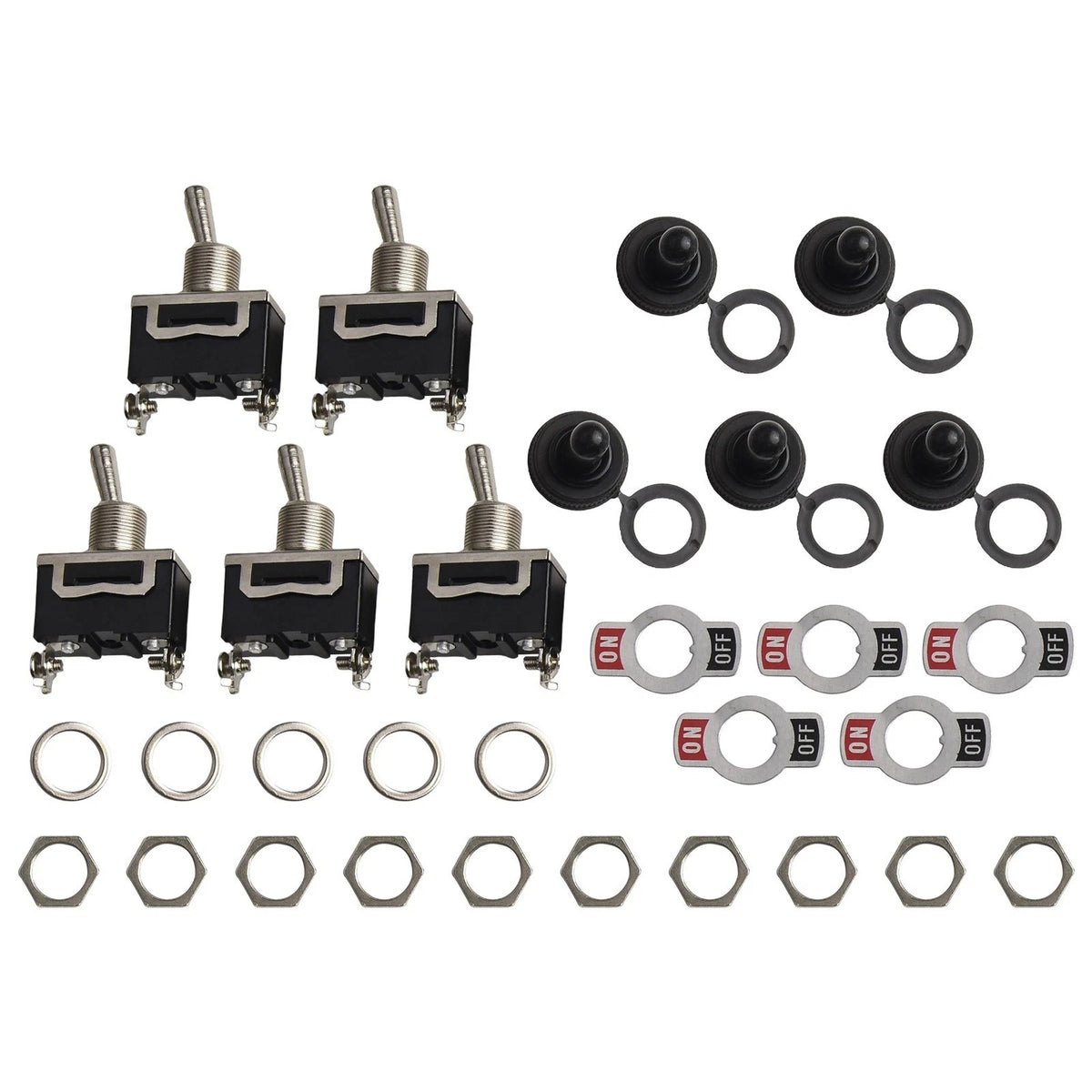 5X Toggle Switches for Various Applications - On/Off Functionality