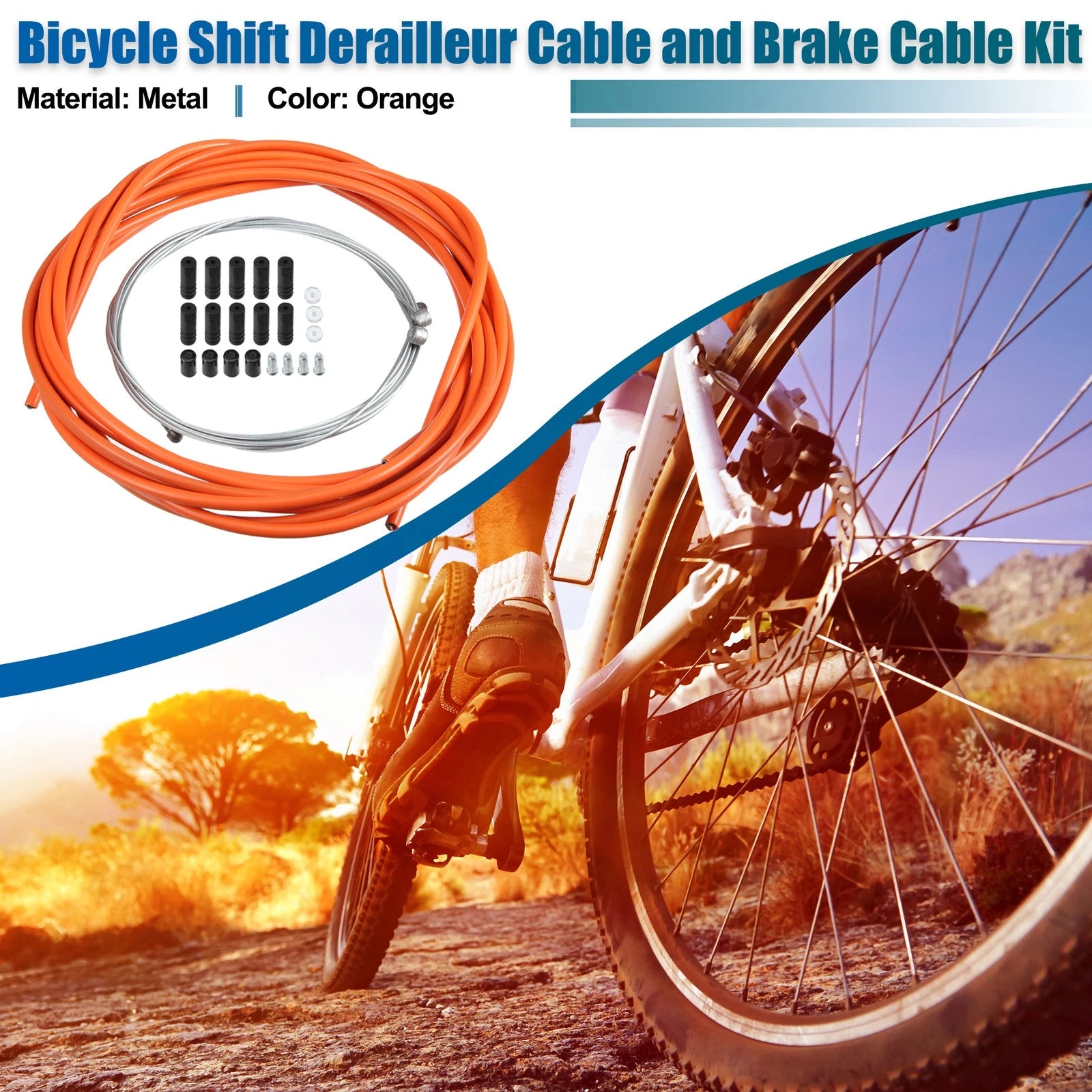 Universal Bicycle Shift and Brake Cable Kit for Orange (Fits Most) (N/A)