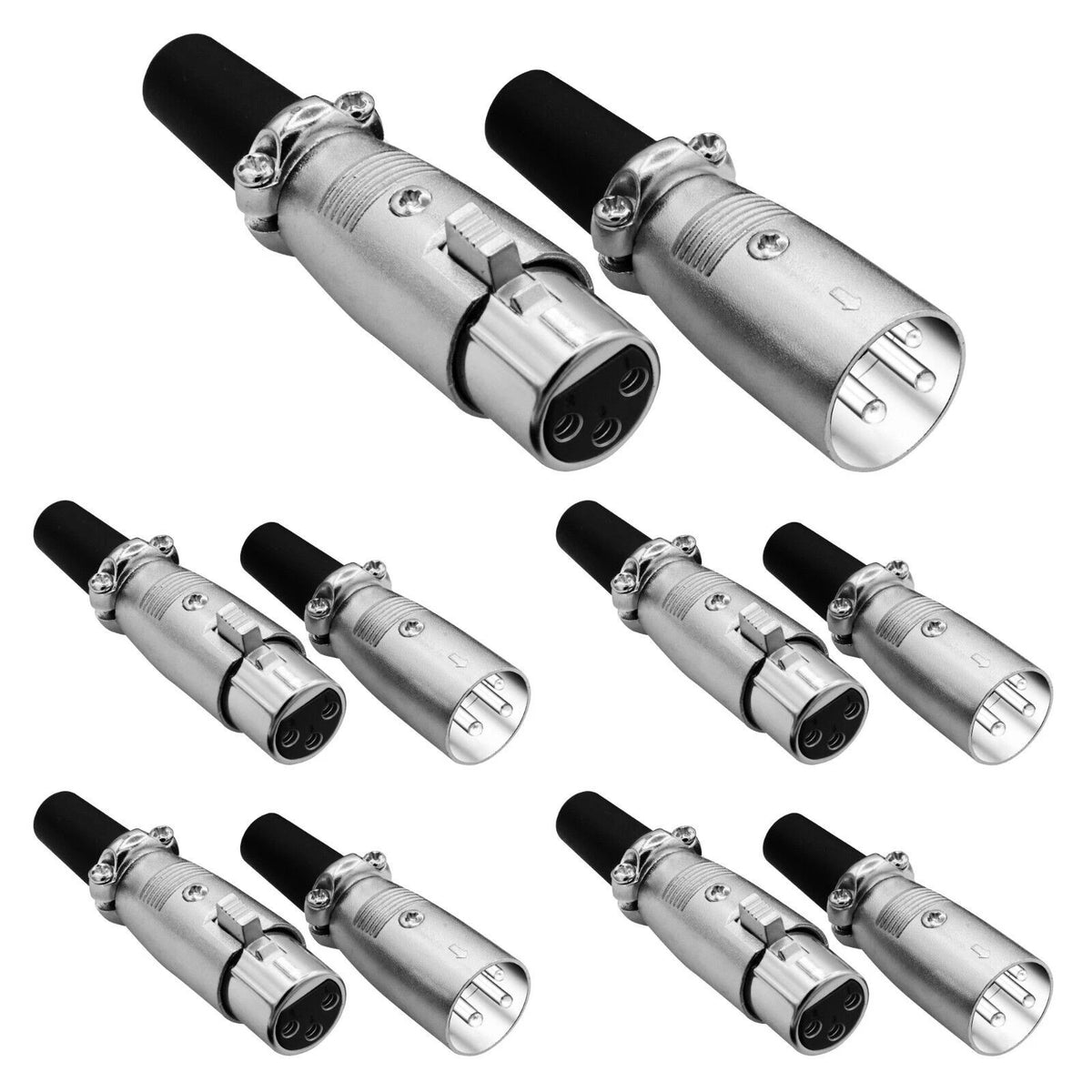 10 Pack XLR 3-Pin Female Male Microphone Adapter Cable Connector