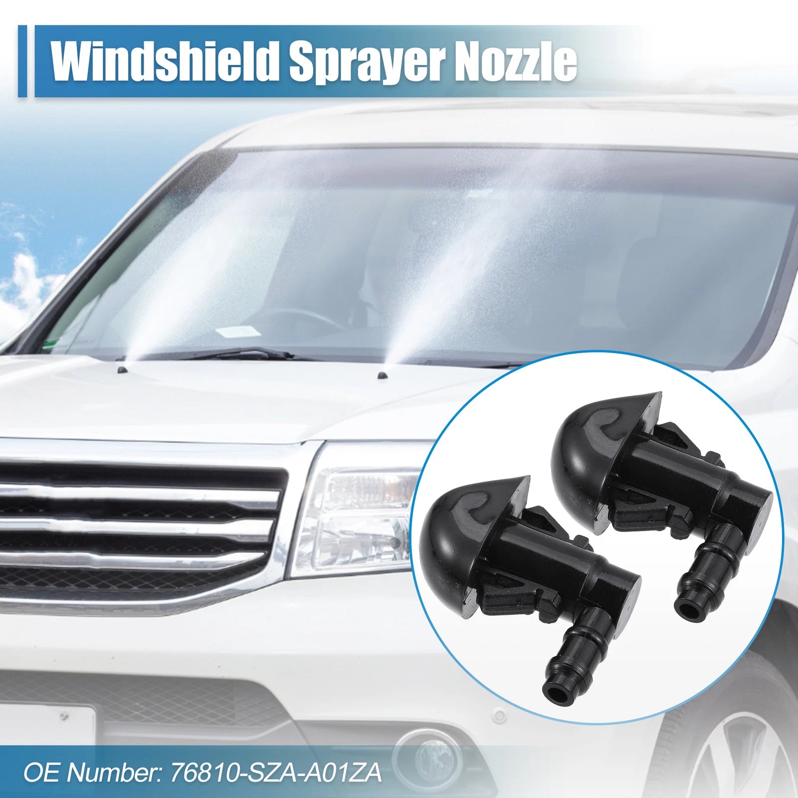 1 Pair Front Windshield Washer Nozzle 76810-SZA-A01 for Honda Pilot (2009–2015)