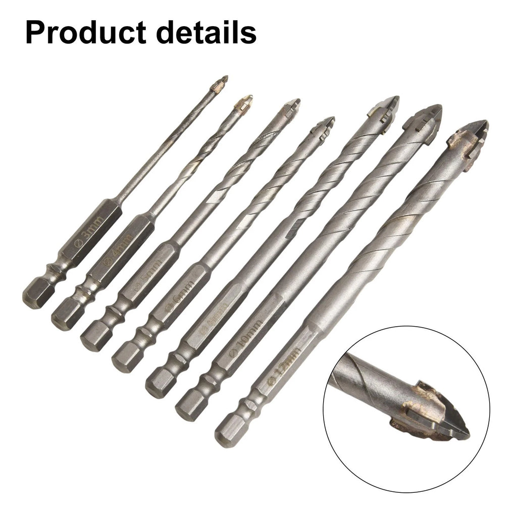 7 Piece Eccentric Drill Bit Set for Glass & Hard Surfaces