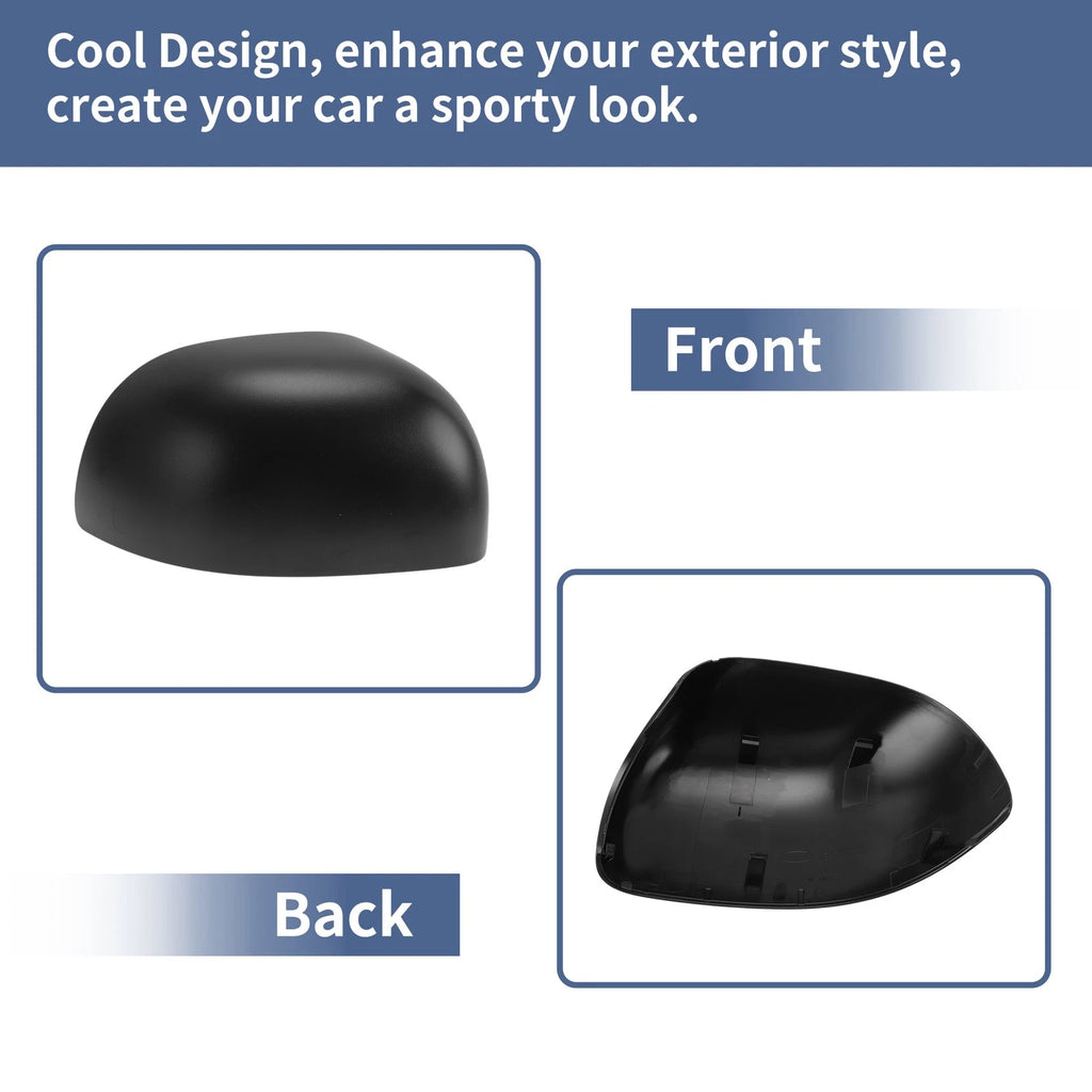 Right Driver Side Mirror Cover Cap for Fiat Panda (169) - Black