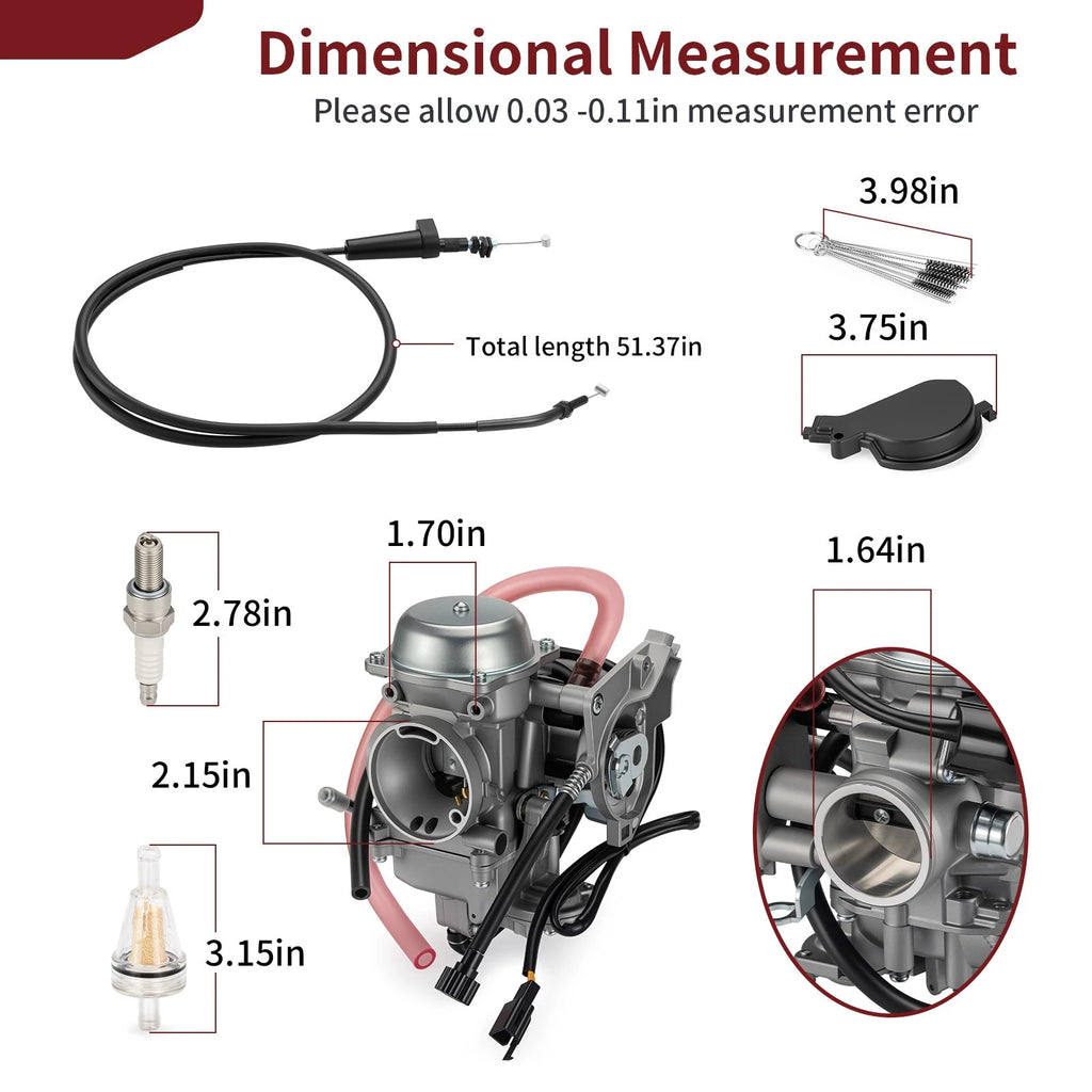 Carburetor Carb Assembly & Throttle Cable for Arctic Cat 366 4x4 (2010–2011)