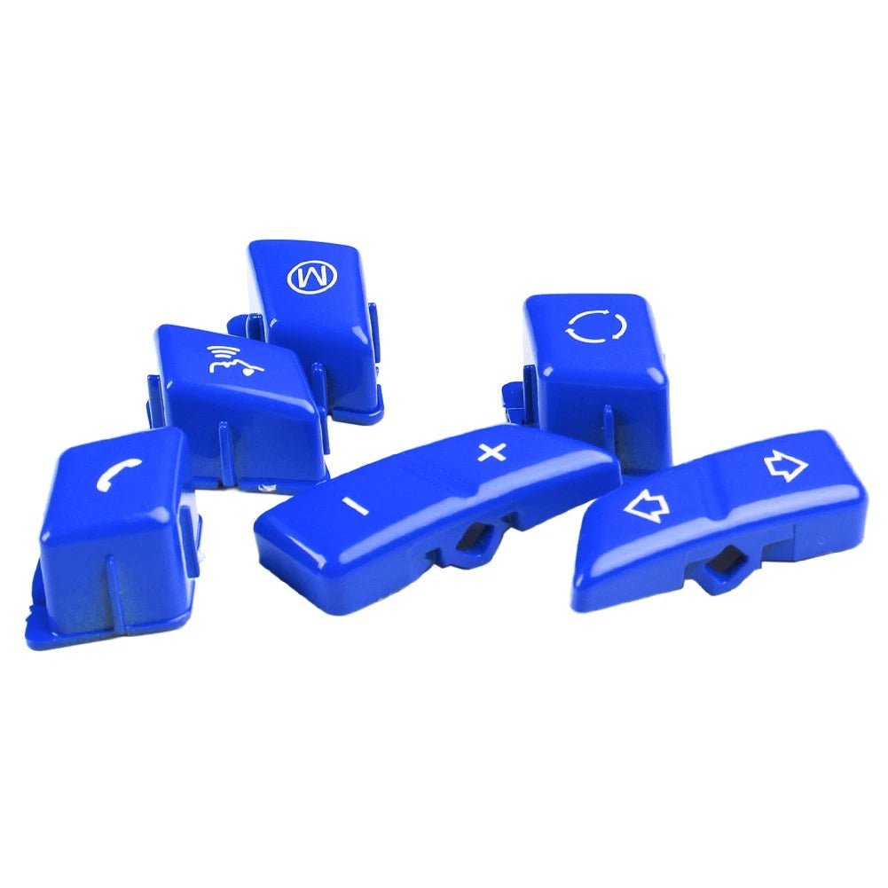 6pcs Blue Steering Wheel Switch Button Cover For BMW M3 E90 E92 E93