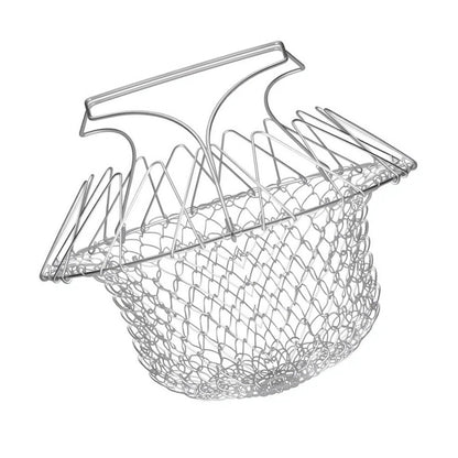Foldable Stainless Steel Cooking Strainer Basket for Frying and Draining