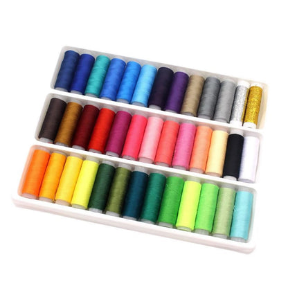 39Pcs Colored Sewing Thread Set - Polyester Spools 250 Yards Each